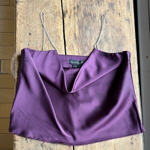 House of Harlow Purple Satin Cowl Neck